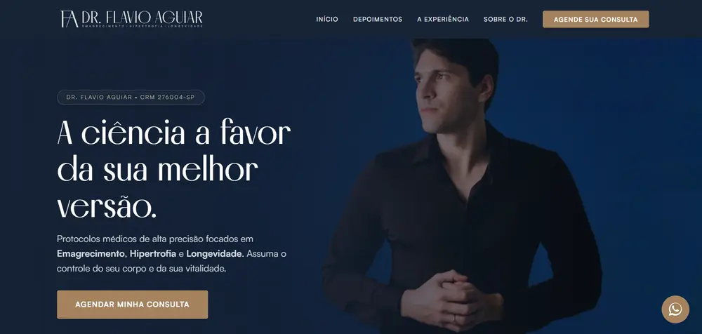Print da landing page do Dr. Flavio Aguiar